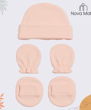 New Born Baby Cap Mitten Bootie Set | 0-3 Months | Pack of 1