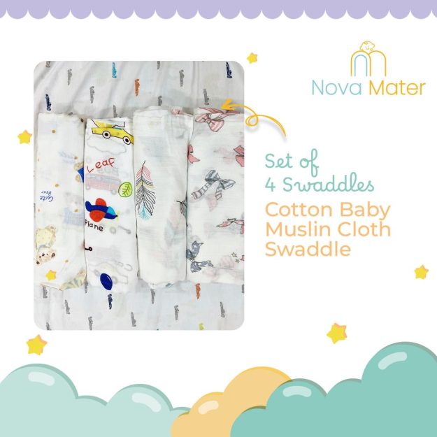 Baby Muslin Swaddle | Pack of 4| Multicolor