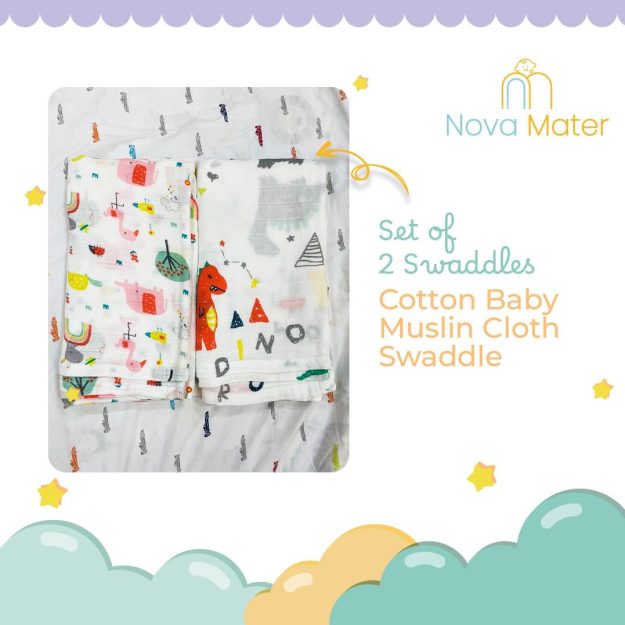 Baby Muslin Swaddle | Pack of 2| Multicolor
