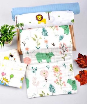Baby Unisex Muslin Organic cotton 1Langot, 2 Muslin Napkin, 1 Muslin swaddle 1Burp Towel combo
